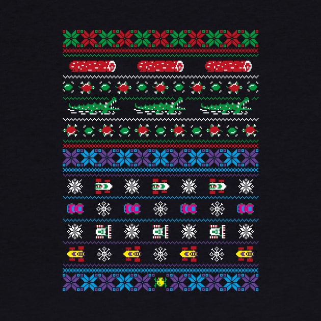 Frogs, Logs & Automobiles - Frogger Arcade Christmas Ugly Sweater by RetroReview